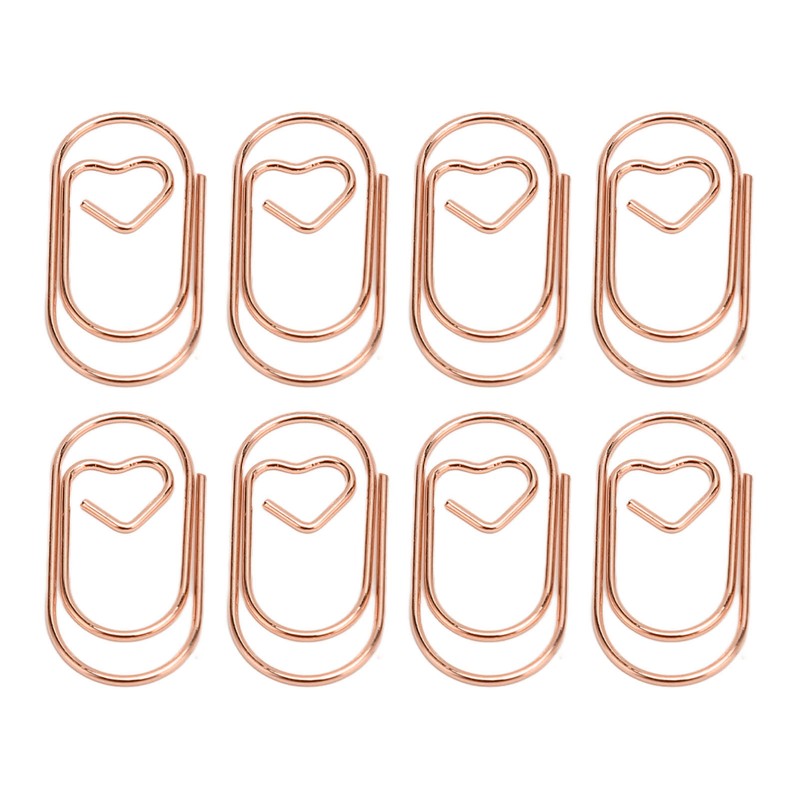 100pcs Paper Clips Portable Heart Shape Rustproof Electroplated Metal Paperclips