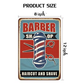 Barber Shop 8X12 Inch Tin Retro Look Decoration Plaque Sign for Home Farm Bedroom Shop Store Bar Pub Man Cave Outside Funny Wall Decor