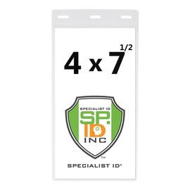 Vertical Oversize 4X7 Inch - Vinyl Large Credential or Ticket Holder for Pit Passes and Special Events (4 x 7 1/2 Insert) by Specialist ID