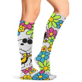 Cherokee Printsupport Women Knee High 10-15mmHg Compression Socks, Plus, Snoopy Grooves