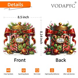 VODAPYC Christmas Candy Diamond Art Painting Hanging Kit, DIY Double Sided Special Shaped Christmas Diamonds Art Window Pendant Hanging Ornament with Hook(Candy Jar)