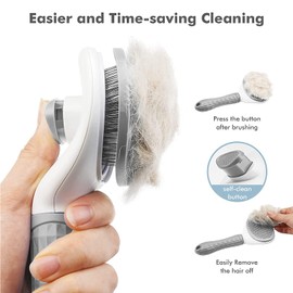 Dog/Cat Brush Grooming Comb,Self Cleaning Slicker Brushes with Smooth handle,Pet Grooming Tool with Cleaning Button for Cat Dog Shedding Tools Massage Clean Tangled Brush