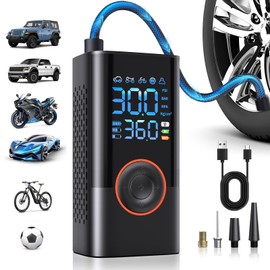 Tyre Inflator Air Compressor, Portable Cordless Tyre Pump with Digital Pressure Gauge 150PSI, Electric Car Air Pump Auto Shutoff with LED Light for Car Motorcycle Bicycle