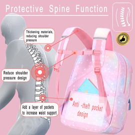 IHZZ Kawaii Backpack, Pink Backpack for Girls, Kid Starry Rainbow Bookbag, Cute Backpack for Kids, Aesthetic Backpack, Purple