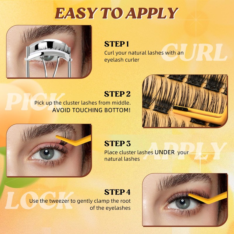 QUEWEL Selbstklebende Wimpernverlängerung, natürlicher Look, kleberfrei, 60 wiederverwendbare Wimpern, Set