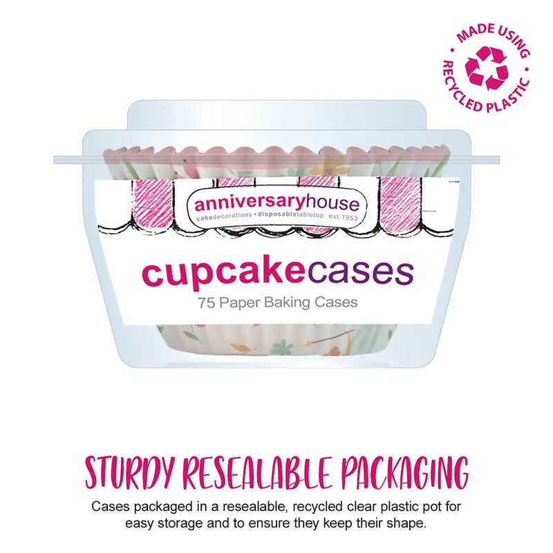 Anniversary House Cupcake Cases, 75 Pieces, Greaseproof Paper Baking Cups,