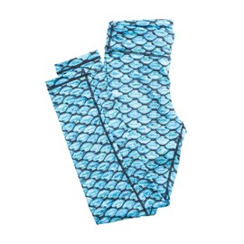 Fin Fun Women’s Mermaid Sport Leggings for Gym Workouts, Yoga, and Swimming - Tidal - X-Large