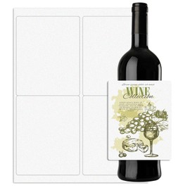 Mr-Label Printable White Shimmer Paper Wine Bottle Labels 4" x 5" - Large White Metallic Paper Self Adhesive Labels - Laser Printing (White Shimmer, 10 Sheets Total 40 Labels)
