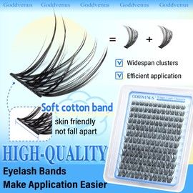 Goddvenus Wispy Lash Clusters Natural Lashes Clusters Wispy Eyelash Clusters CD Curl Cluster Eyelash Extensions DIY Individual Lashes Invisible Band Lash Extension Fluffy Eyelashes Clusters