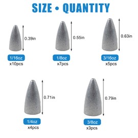 Bullet Fishing Sinker Weight kit, 29/83pcs Fishing Worm Weights Slip Sinkers Assorted Size for Bass Fishing Texas Rigs Saltwater Freshwater Fishing Weights with Tackle Box