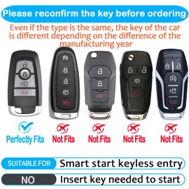 Tukellen for Ford Leather Key Fob Cover with Keychain Compatible with Ford Explorer Mustang Fusion Escape F150 F250 F350 F450 F550 Edge-Brown