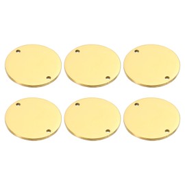 PATIKIL 22 mm Steel Disc, Pack of 6 Metal Stamping Blanks Tags Circle Round Metal Plate Impact Stainless Steel for Laser Engraving Stamping Craft Name Plate, Golden
