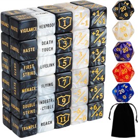 65 Pieces MTG Dice Counters Life Keyword Counter Dice Set Plus One/+1 Buff Abilities Shield Tokens for MTG, TCG, Cards Gaming Accessories