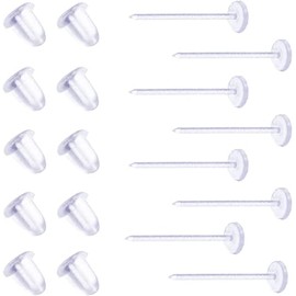 Cooplay 200 Pairs (400PCS) 3mm Invisible Plastic Earrings Blank Pins Stud Tiny Head Findings DIY Supplies Back Post Earnuts Pad Nickel Free