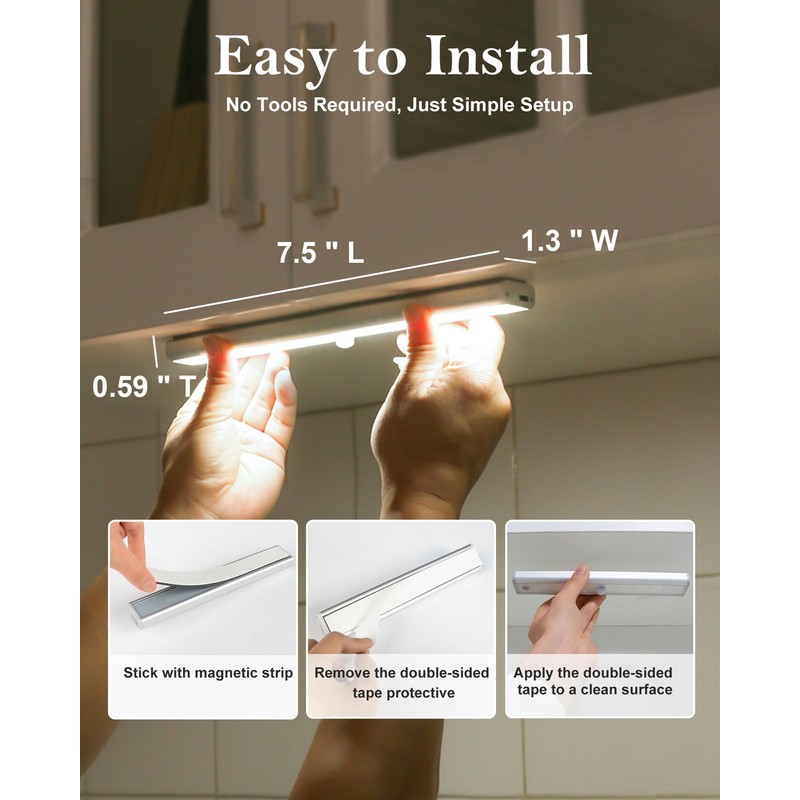 SZOKLED Under Cabinet Lighting Rechargeable 48-LED Wireless Under Cabinet Lights