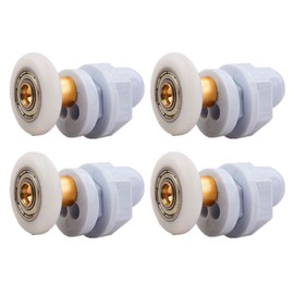 Qikuver 4PCS Shower Door Rollers, Copper Rod Pulley, Strong Load-Bearing Capacity, Ultra-Quiet Shower Glass Door Rollers Replacement, for The Bathroom Glass Sliding Door Pulleys/Wheels (23MM)