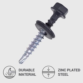 Marcopol Pack of 50 Metal Roofing Screws 4.8 x 35 mm Painted Self Drilling Screws with EPDM Washers, Sheet Metal Hex Bolt (50, Anthracite Grey RAL 7016)