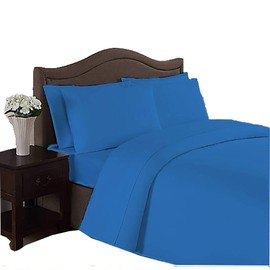 BedDecor 500 Thread Count 6 Piece Bed Sheet Set 100% Egyptian Cotton with 21 Inch Extra Deep Pocket Premium Super Soft Hotel Quality Bedding(Queen,Medium Blue)
