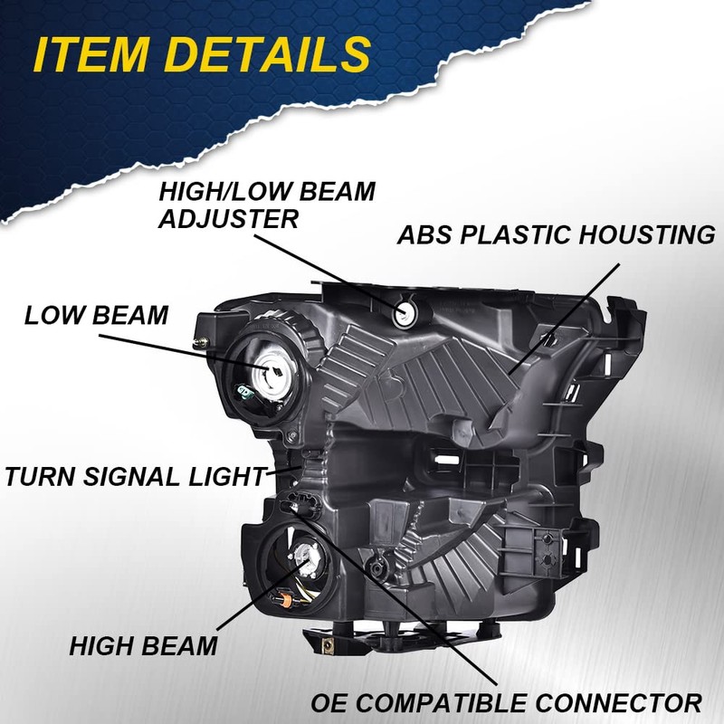 G-PLUS Headlights Assembly, Compatible with 2015 2016 2017 Ford F150