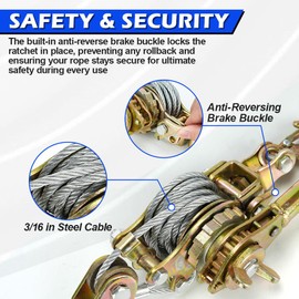 Fologtoo Zipline Tensioning Kit, Cable Winch Puller with Cable Grip Steel Wire Puller & 2 Hooks, Portable Steel Cable Puller for 3/16" to 1/2" Cable, Zipline Cable Tensioner Kit