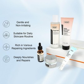 VGO Skincare Five-Step Routine | Daily Care, Repair, Moisturizing, and Improvement of Skin Condition Cleanser Moisturizer
