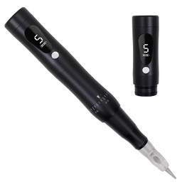 Cordless Permanent Makeup Machine Kit 5 Speeds Levels with Spare Battery for Eyebrows Eyeliner Lip Brushing (Black Machine)