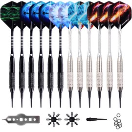WIN.MAX Darts with plastic tip for electronic dartboard, 12 pieces, soft darts set, 18 g, professional soft darts