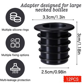 12 Pcs Liquor Pourers Adapters, Bottle Pourers for Liquor Bottles and Large Olive Oil Bottles Asizes Up to 1 inch/25mm, Converts Standard-Sized Pour Spout into Large Pour Spouts