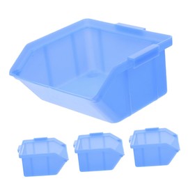 TEHAUX 4pcs Plastic Stacking Storage Bins for Tools Component Organizer Boxes with Open Cover Design Durable and Reusable for Wrench Spanner Screwdrivers for Workshop and Home Use