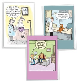 NobleWorks Assortment Pack of 3 Hilarious Get Well Greeting Cards with Envelopes (3 Designs, 1 Each) Comic Relief VC10225GWG-C1x3