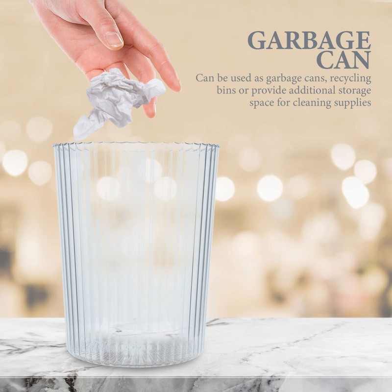 LIFKOME Transparent Trash can 10 Inch Round Clear Plastic Waste