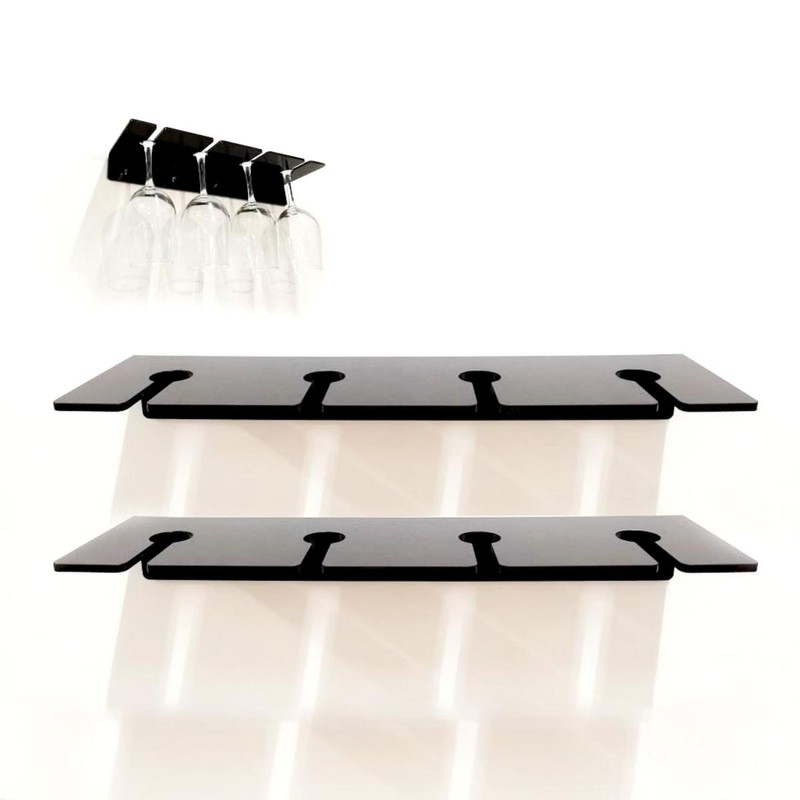 2Pcs Wall Mounted Acrylic Wine Glass Holder Space Saving Stemware