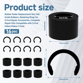 6Pcs Rubber Roller Replacement Compatible with Cricut Maker for Maker 3, Mat Guide Rubbers for Cricut Repair Accessories (Roller Set)