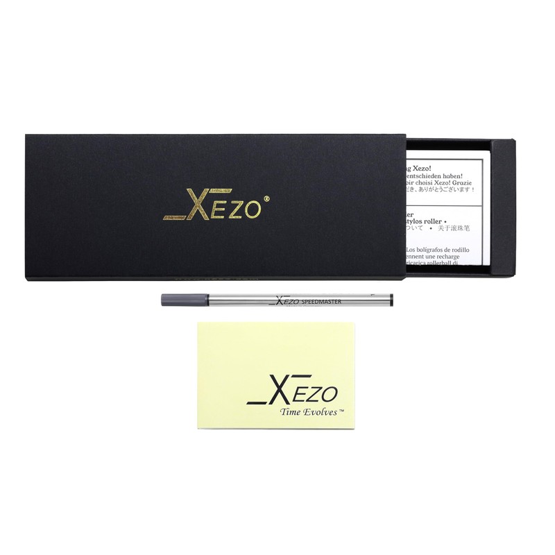 Xezo Speed Master Fine Rollerball Pen, Matte Black with White