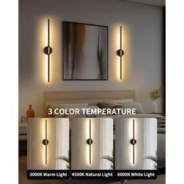 24 Inch Battery Operated Wall Sconce Set of 2, Dimmable Battery Sconces with Remote Control, 8000 mAh Rechargeable Sconces, 350° Rotate Modern LED Lights for Bedroom, Living Room, Black Gold