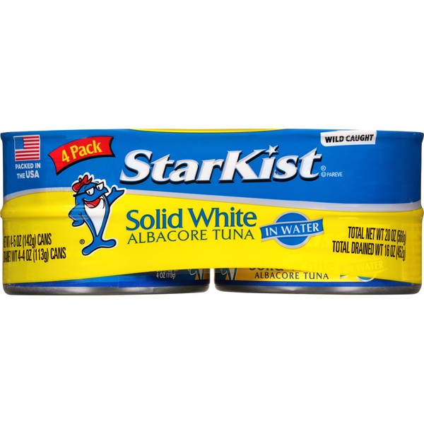 StarKist Solid White Albacore Tuna in Water, 4 - 5 Oz Can (Pack of 6) - 24 Cans Total
