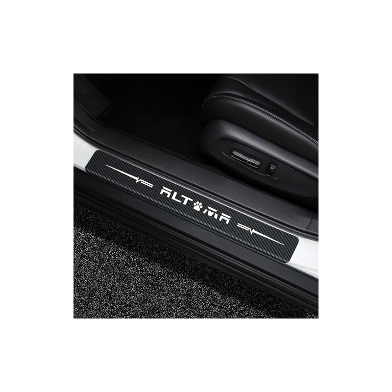 MAXDOOL 4Pcs Door Sill Protector Reflective 4D Carbon Fiber Leather