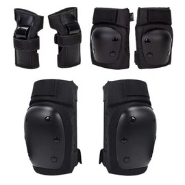 Bicycle Adult Kids Knee Pads Injury Prevention Wrist Elbow Knee 6 Piece Set Skateboard Skating Kick Bike Protector for Cycling Skating Protective Body Black Pink SMLXL (Black, L(122.5 lbs - 157.5 lbs
