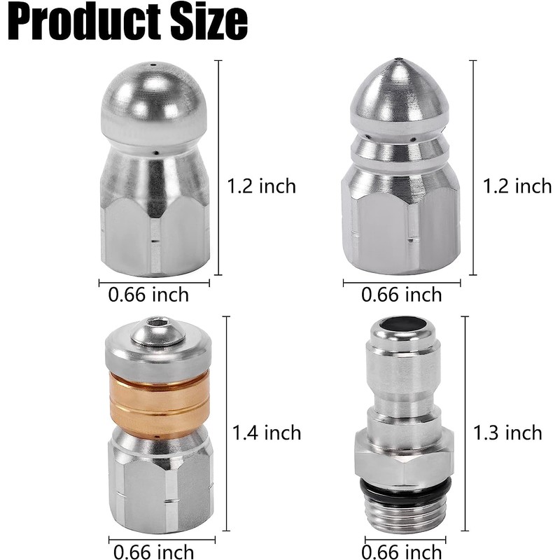 QOOWFEANIG 3Pack Sewer Jetter Nozzle for Pressure Washer, Drain Cleaning