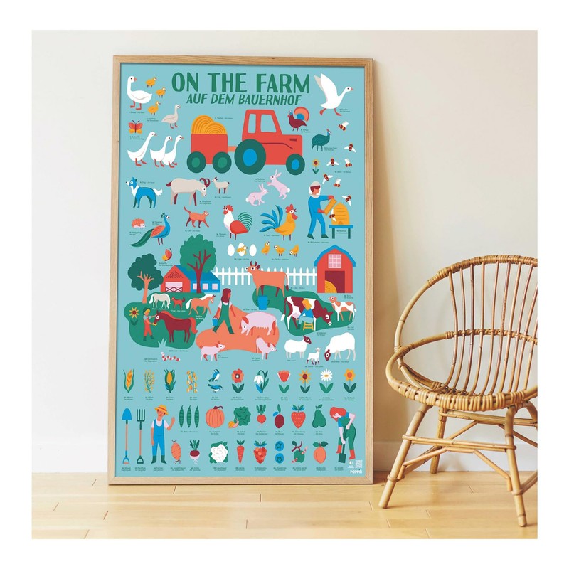 POPPIK 1841150 Sticker Poster, Farm Interactive Educational Poster with Stickers,