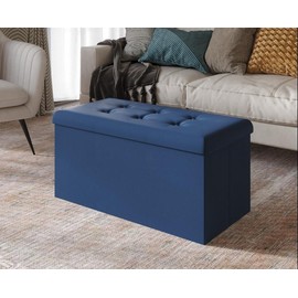 Favorer Florence Upholstered Folding Storage Bench With Button Tufted, Padded Seat For Storage, Bedroom Bench With Storage, Foot Rest Stool - Color: Lemon Grass Linen