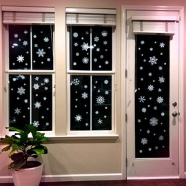 Stickios Snowflake Window Clings - 120 Unique Snow Window Stickers - Removable, Reusable Christmas Decorations