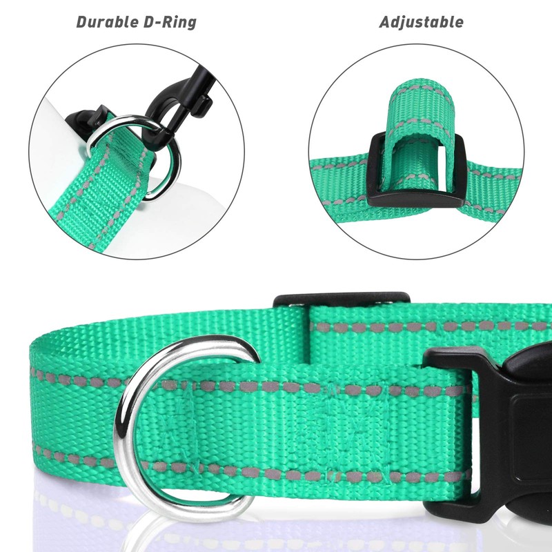 TagME Reflective Nylon Dog Collars, Adjustable Classic Pet Collar with