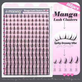 Manga Lash Clusters Fairy Eyelash Clusters Anime Cluster Eyelash Extensions Natural Wispy Individual Lashes Spiky Invisible Band Lash Extension CD Curly 10-18MM DIY Cluster Lashes by Lvmixwig