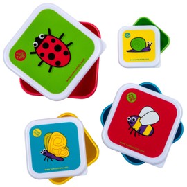 TUM TUM Nesting Snack Pots For Kids, Snack Boxes For Kids, Kids Snack Box Set, BPA Free - Bugs