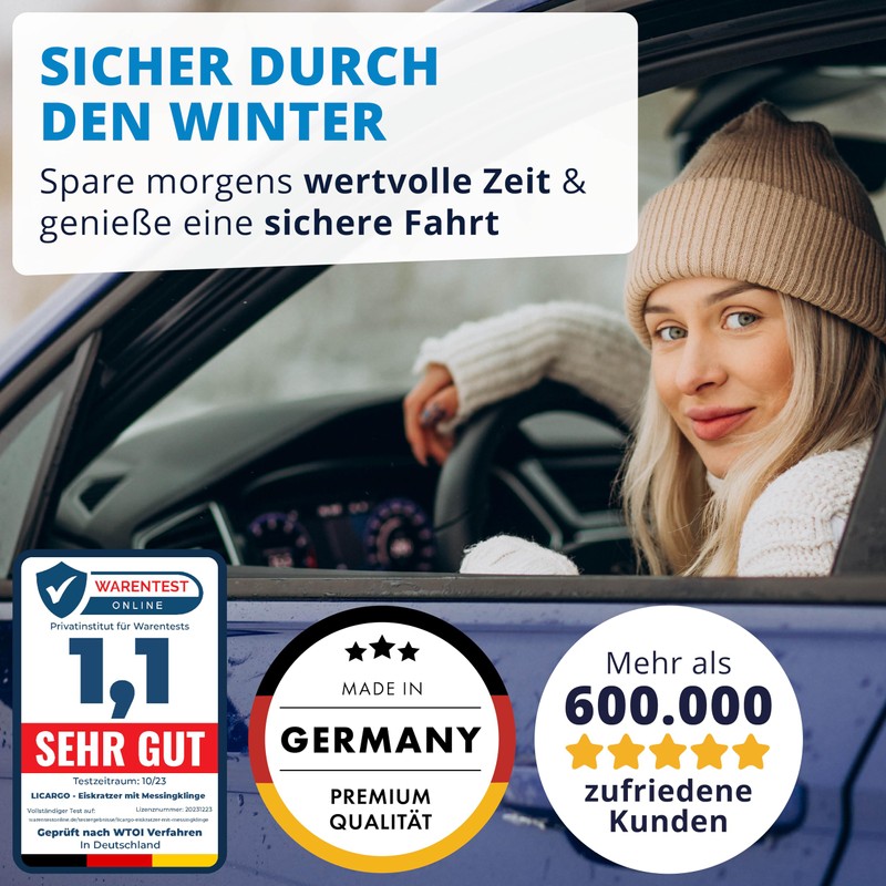 LICARGO Eiskratzer mit Messingklinge [Made in Germany] - kratzt schnell