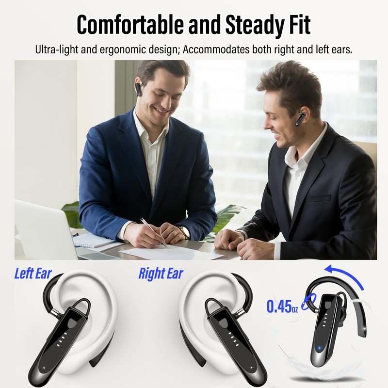 Atheewon Bluetooth Earpiece, Wireless Handsfree with Noise Cancelling Mic, 20Hrs