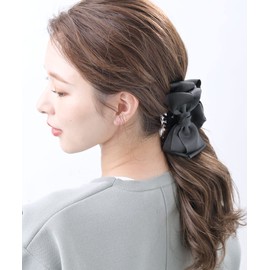 VINGTAINE H7666-GY Hair Claw Ribbon, Volume, Grosgrain, Large, Hair Accessory, Stylish, Present, Popular, Trend