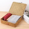 Moosky Flat Wicker Shelf Baskets with Lid, Seagrass Woven Basket