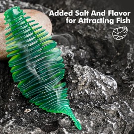 4.15'' Soft Swimbait Fishing Soft Plastic Lures Double-Color Lure for Bass Fishing Worms for Largemouth Bass (Light Green+Watermelon, 8)